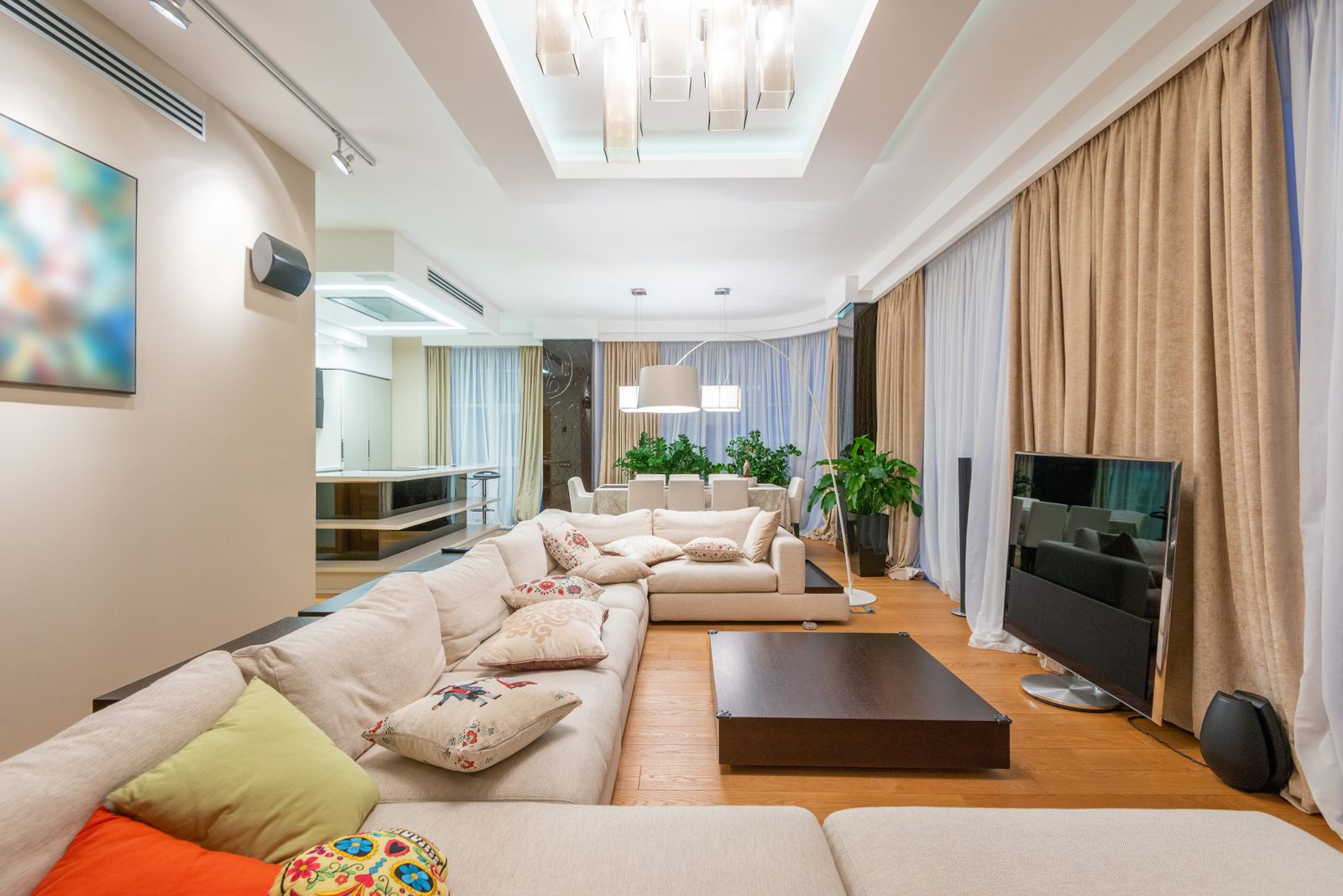 Bright, freshly cleaned living room with plants